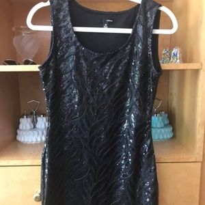 Aqua Sequin Black Dress